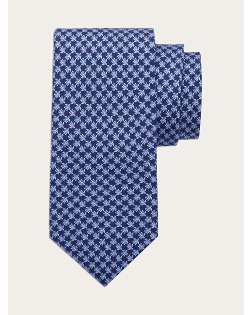 Ferragamo Blue Tortoise Print Silk Tie for men