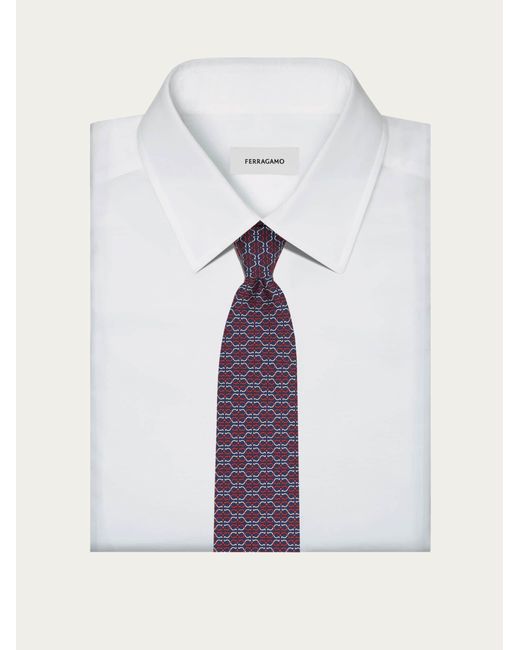 Ferragamo Purple Gancini Print Silk Tie for men