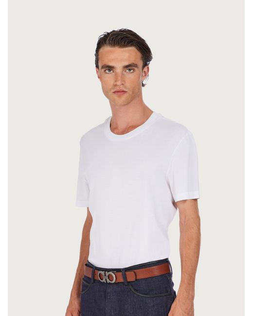 Ferragamo White Reversible And Adjustable Gancini Belt for men