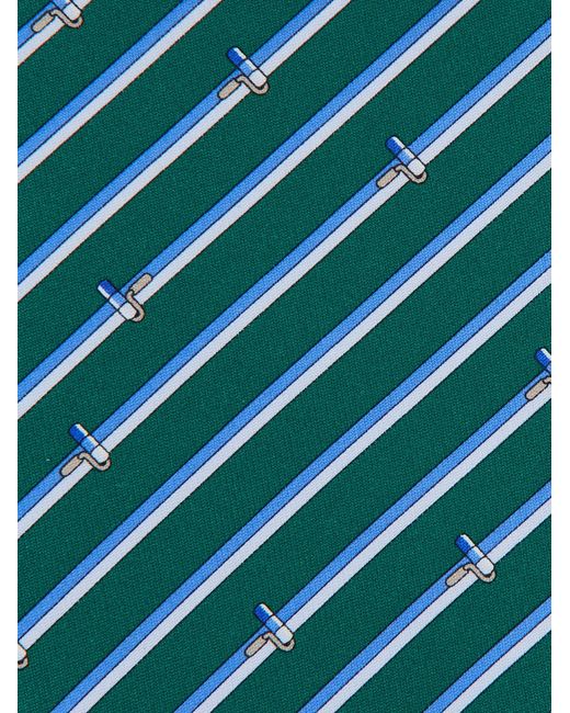 Ferragamo Blue Tonal Print Silk Tie for men