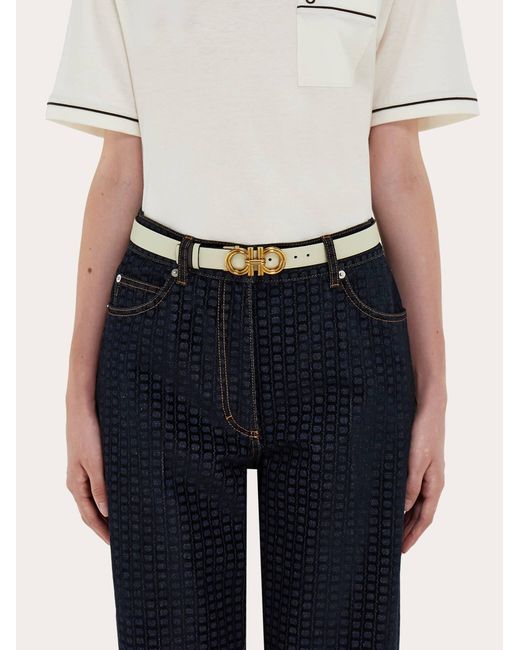 Ferragamo Natural Reversible And Adjustable Gancini Belt