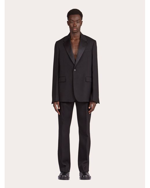 Ferragamo Black Flat Front Tailored Trouser for men