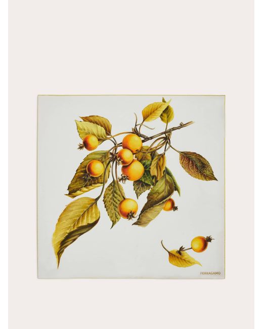 Ferragamo Metallic Women Botanical Print Silk Foulard