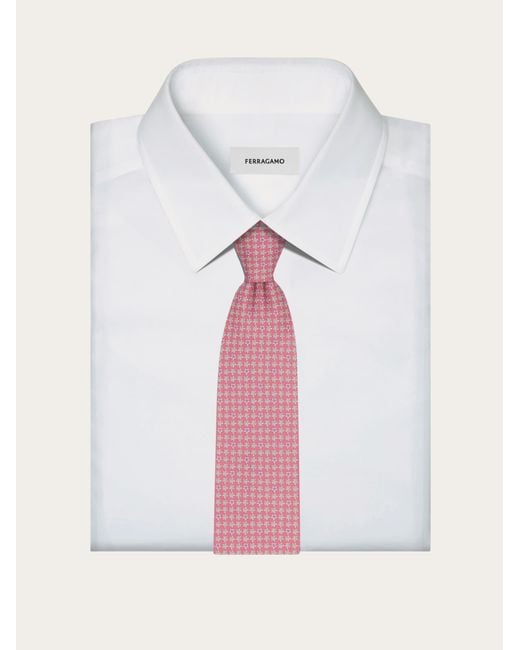 Ferragamo Pink Turtles Print Silk Tie for men