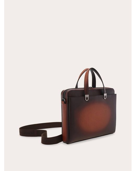 Ferragamo Brown Gancini Briefcase for men
