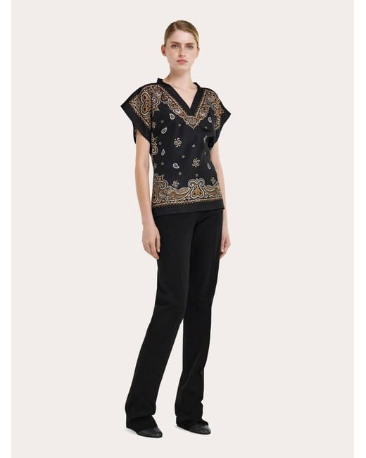 Ferragamo Black Arabesque Print Poncho