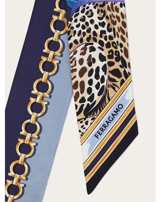 Ferragamo Blue Felini-Print Silk Mini Bandeau