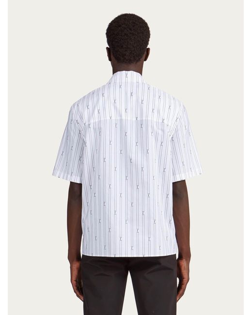 Camicia con manica corta collo bowling di Ferragamo in White da Uomo