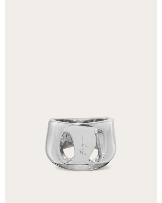 Ferragamo White Vara Ring (50Mm)