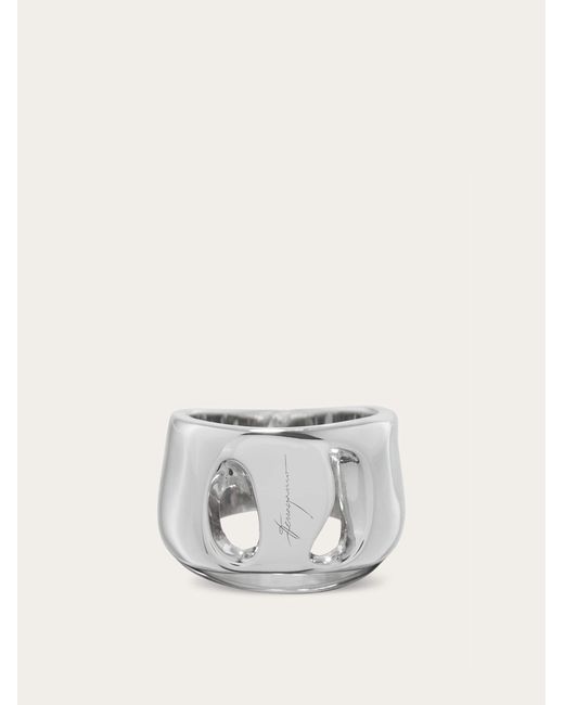 Ferragamo White Vara Ring (50Mm)