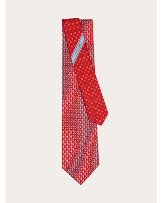 Ferragamo Red Good Luck Print Silk Tie for men
