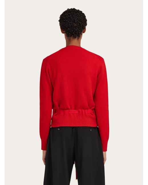 Ferragamo Red Cardigan With Thread Through Belt