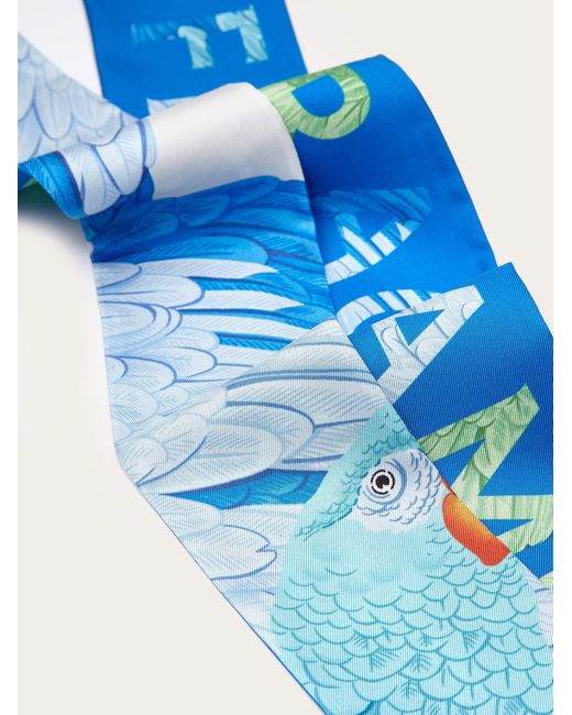 Ferragamo Blue Damen Mini Bandeau-Tuch mit Papageien-Print