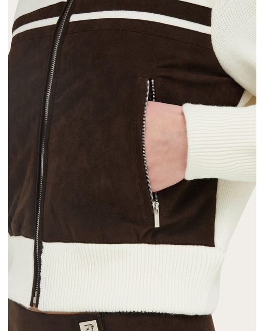 Ferragamo White Wool And Alcantara Blouson
