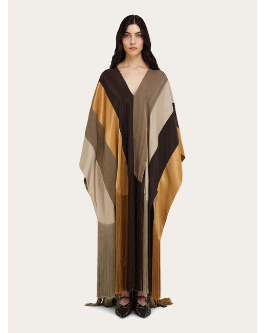 Ferragamo Brown Patchwork Poncho
