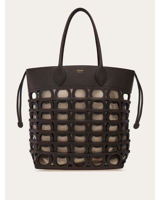 Ferragamo Black Gancini Tote Bag (L)