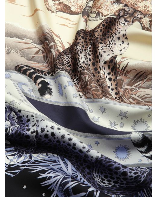 Ferragamo Blue Day & Night Print Silk Foulard