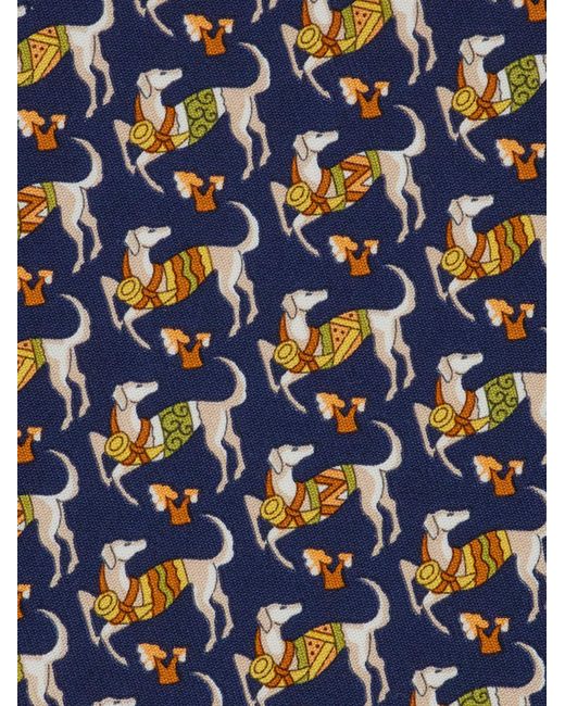 Ferragamo Multicolor Hounds Print Silk Tie for men