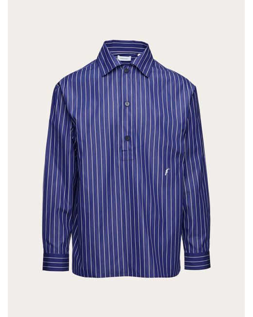 Ferragamo Blue Sports Shirt With Polo Collar for men