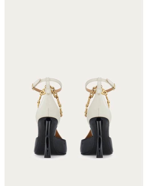 Ferragamo Natural S-Shaped Heel Pump With Gancini Chain .5