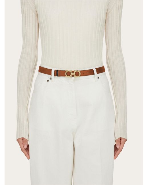Ferragamo White Reversible And Adjustable Gancini Belt
