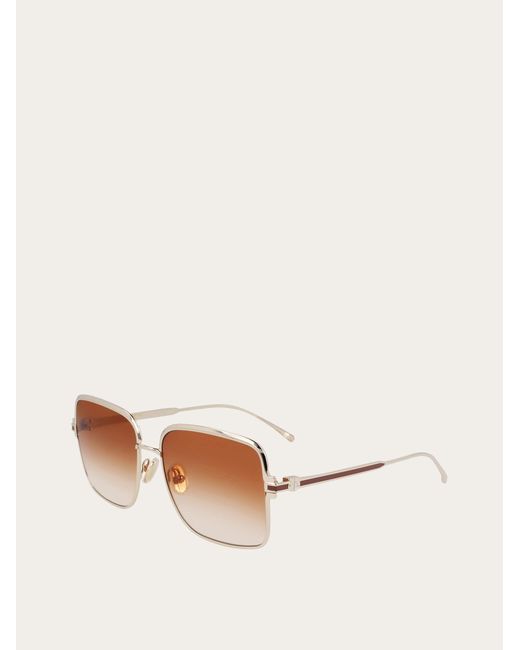 Ferragamo Brown Rectangular Frame Sunglasses