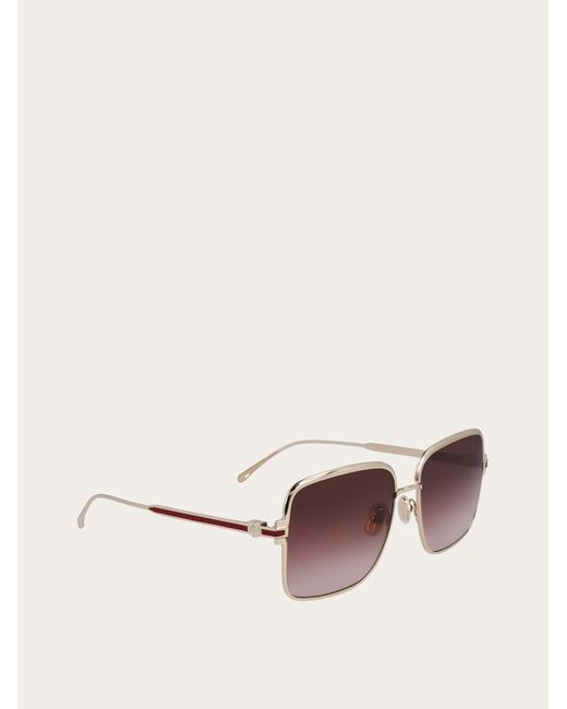 Ferragamo Brown Rectangular Frame Sunglasses