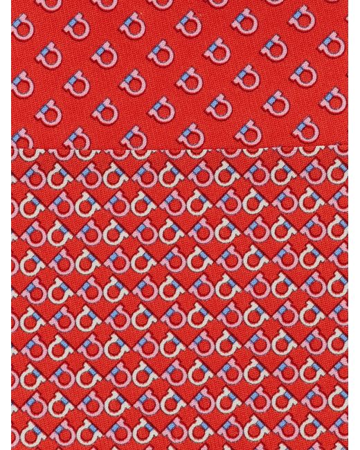Ferragamo Red Gancini Square Print Silk Tie for men