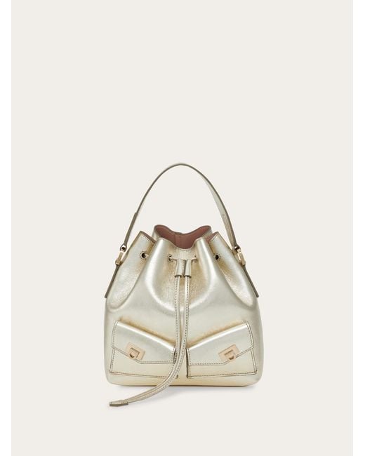 Ferragamo Natural Multipocket Bucket Bag