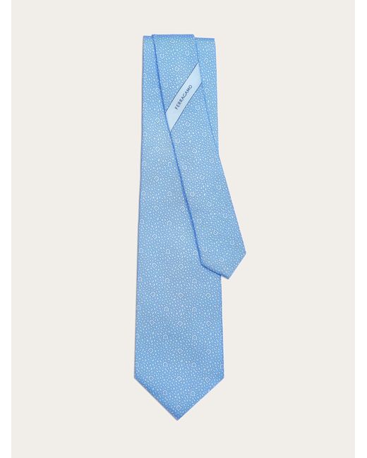 Ferragamo Blue Round Print Silk Tie for men