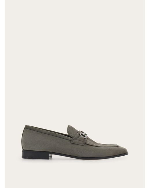 Ferragamo Gray Moccasin With Gancini Ornament .5 for men