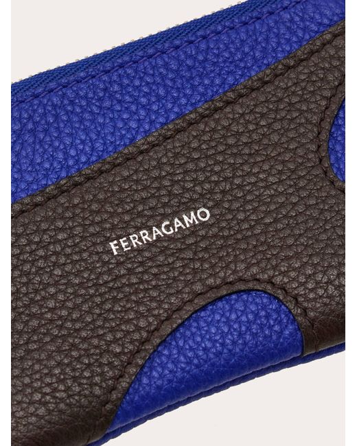 Ferragamo Blue Cut Out Credit Card Holder for men