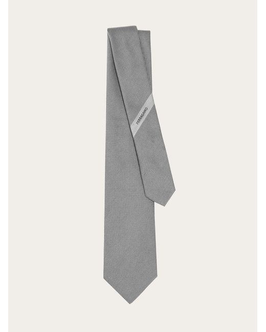 Ferragamo Gray Cotton And Silk Piquet Tie for men