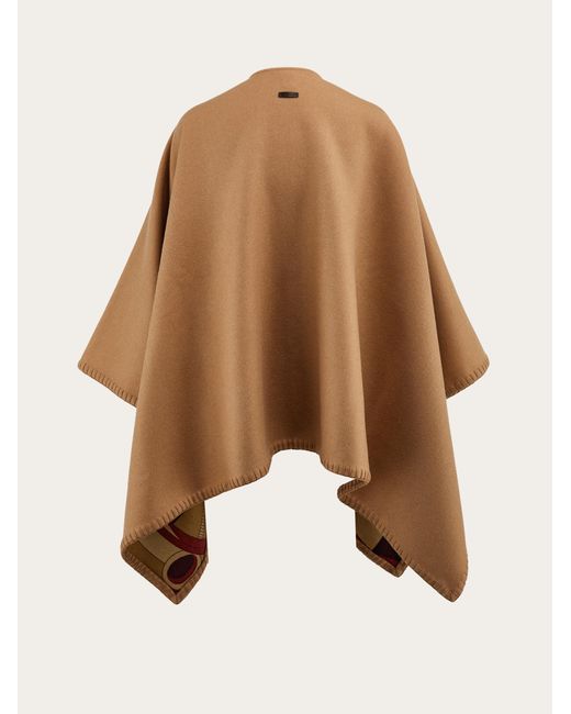Ferragamo Brown Geometrical Renaissance Print Reversible Cape