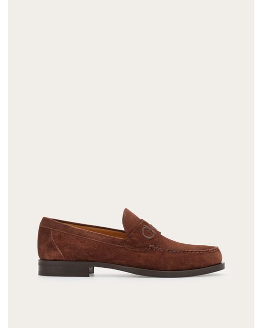 Ferragamo Brown Loafer With Embroidered Detail for men