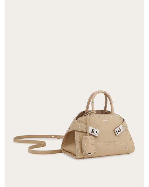 Ferragamo Natural Hug Handbag With Studs (Xs)