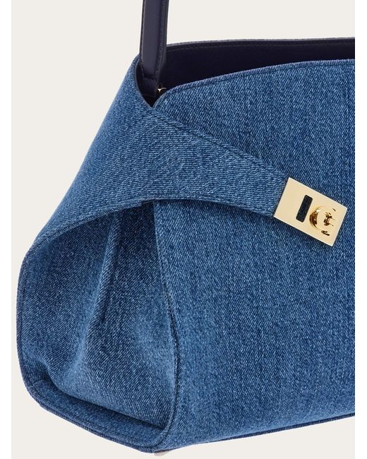 Ferragamo Blue Hug Soft Shoulder Bag (M)