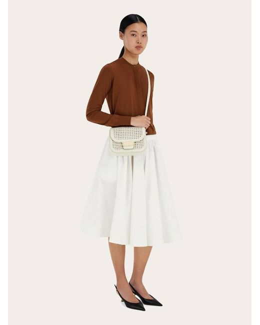 Ferragamo Natural Double Gancini North-South Crossbody Bag