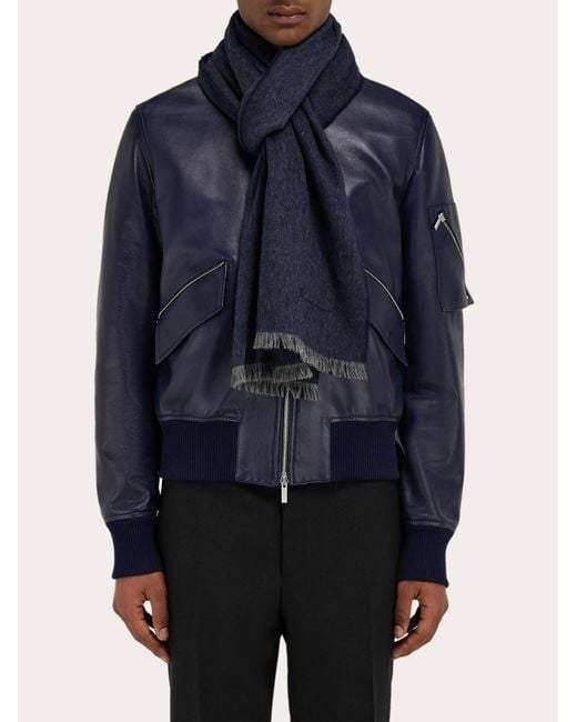 Ferragamo Blue Cashmere Scarf for men