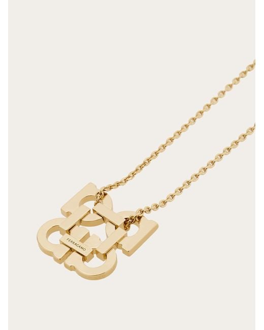 Ferragamo Natural Four Gancini Pendant Necklace