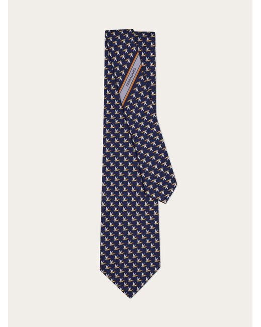 Ferragamo Blue Mallard Print Silk Tie for men