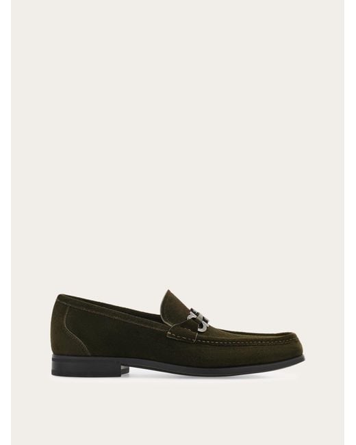 Ferragamo White Gancini Ornament Moccasin for men