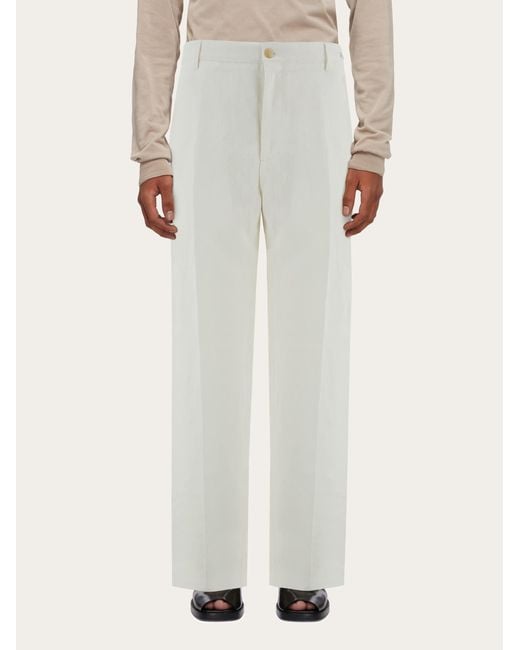 Silk and viscose tailored trouser Ferragamo pour homme en coloris White