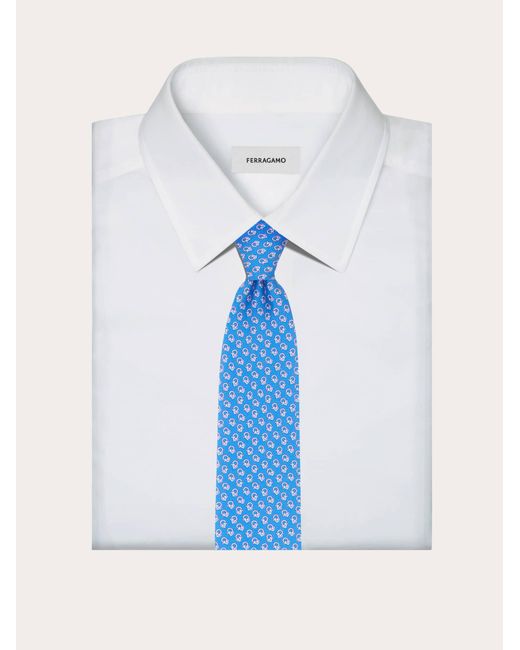 Hommes Cravate En Soie Imprimé Love Bleu Ferragamo pour homme en coloris Blue