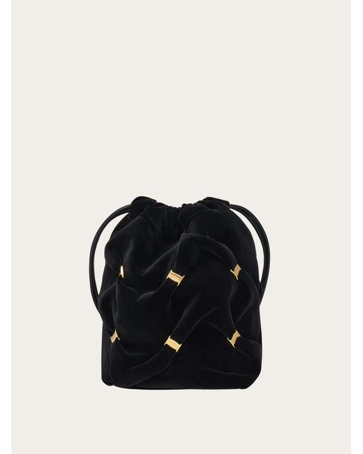 Ferragamo Black Mini Varini Mini Bucket Bag