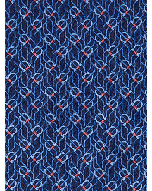 Ferragamo Blue Tetris Print Silk Tie for men