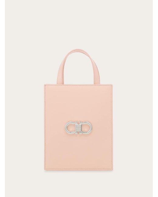 Ferragamo Pink Double Gancini Mini Tote Bag