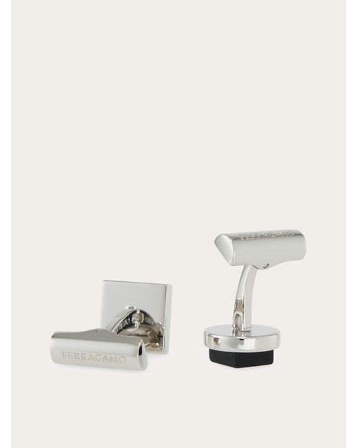 Ferragamo Black Semi Precious Stone Cufflinks for men