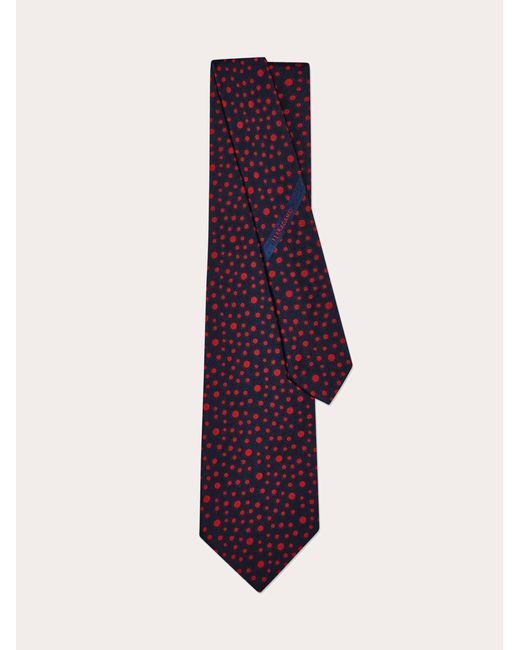 Ferragamo Blue Pois Print Silk Tie for men
