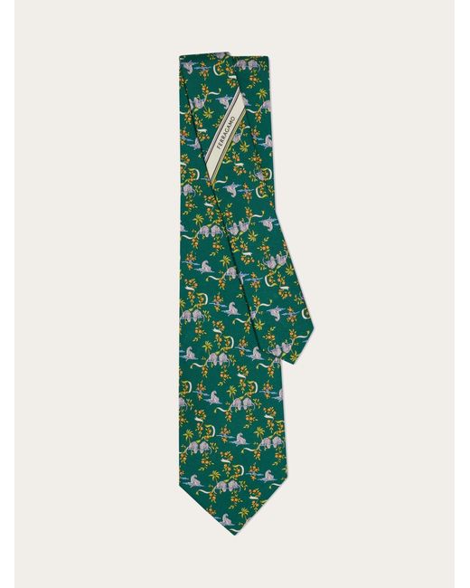 Ferragamo Green Amazon Print Silk Tie for men